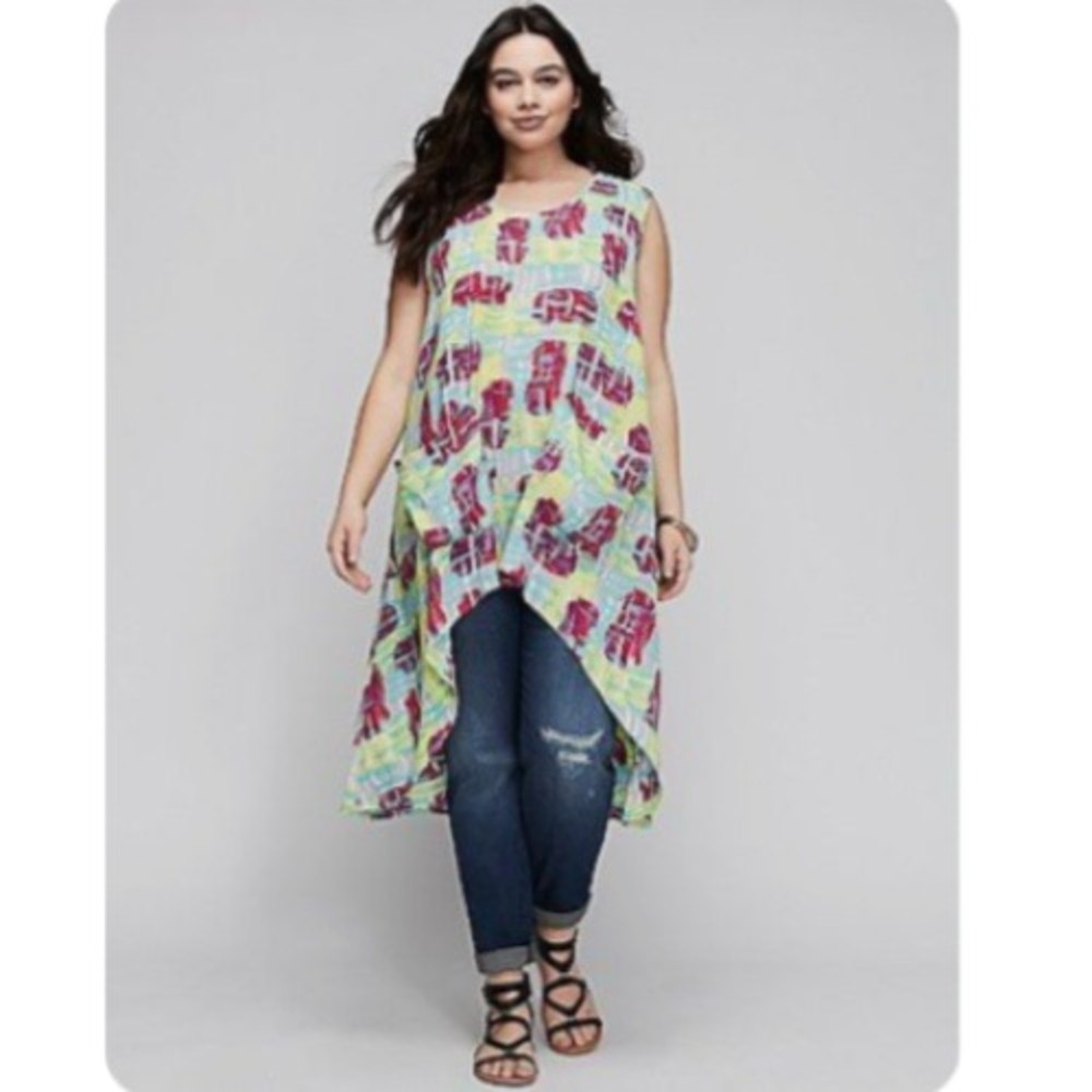 Melissa McCarthy Seven7 Tunic Dress Cover-up, Size 1X, Hi-Lo Hem Pockets NEW